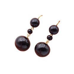 Yellow Gold Lever-back Earrings with Glass Beads