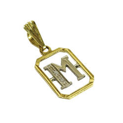 “M” Pendant in White gold, Yellow gold, and Diamonds