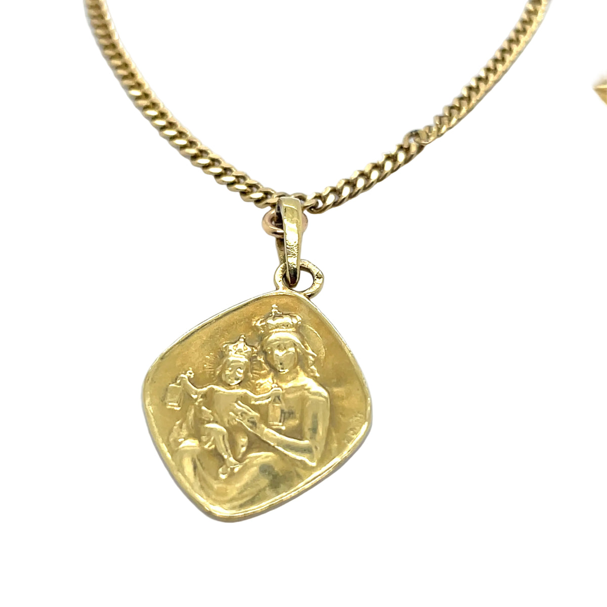 Yellow gold Necklace with 3 Religious Medals
