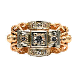 Tank Ring in white gold, yellow gold, and zirconia