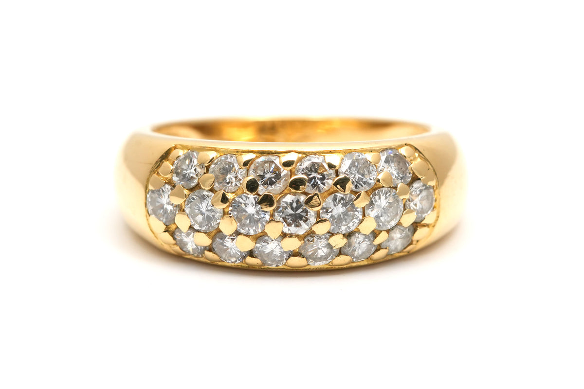 Yellow Gold and Diamond Pave Ring