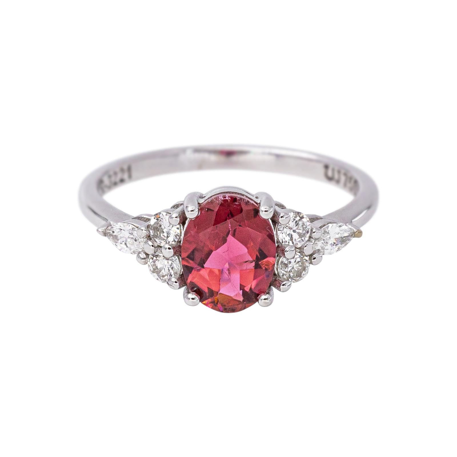 Bague Or blanc Tourmaline rose