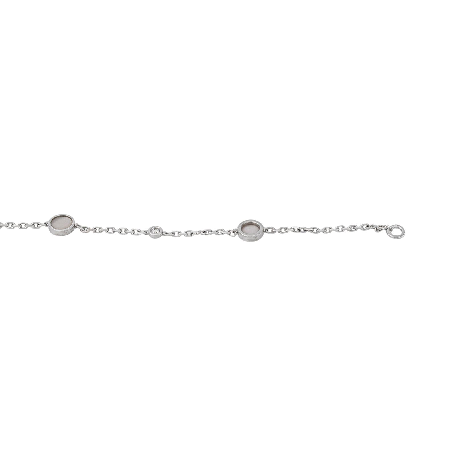 White Gold Forçat Link Bracelet with Mother-of-Pearl