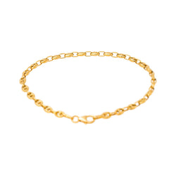 Yellow Gold Coffee Bean Link Bracelet