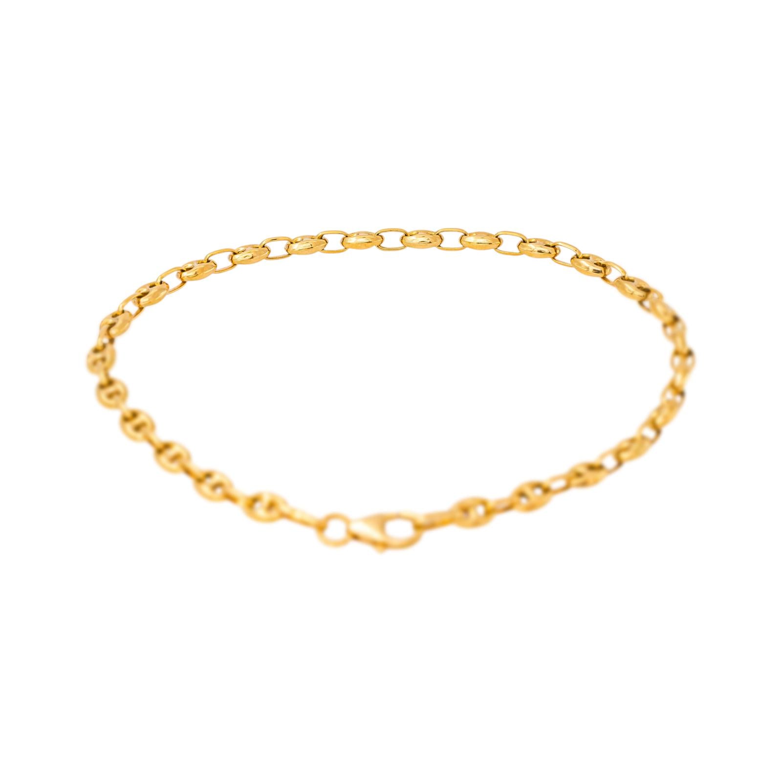 Yellow Gold Coffee Bean Link Bracelet
