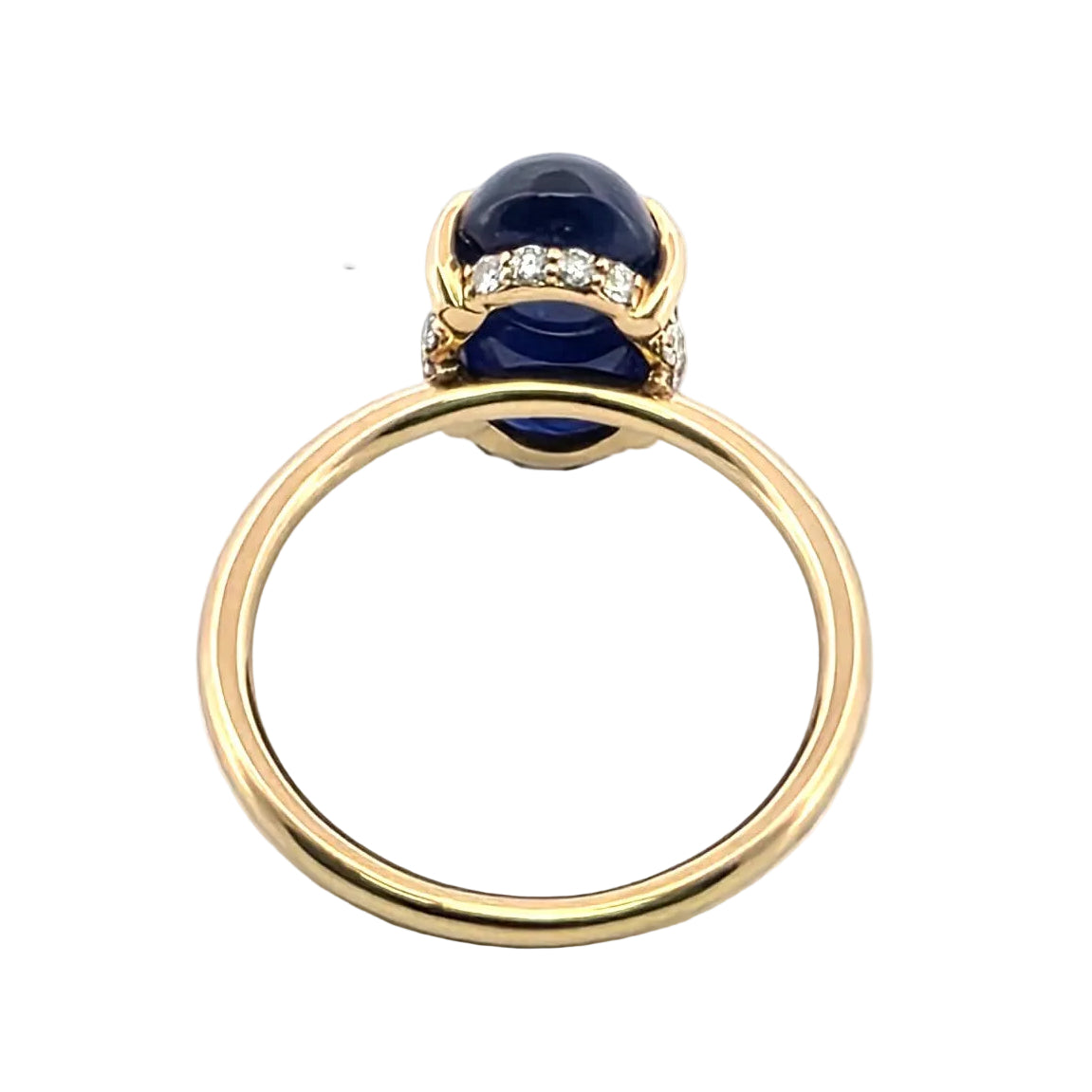 Bague Solitaire en or jaune, saphir et diamants