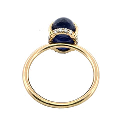Bague Solitaire en or jaune, saphir et diamants