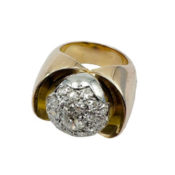 Yellow gold and Diamond Dome Ring