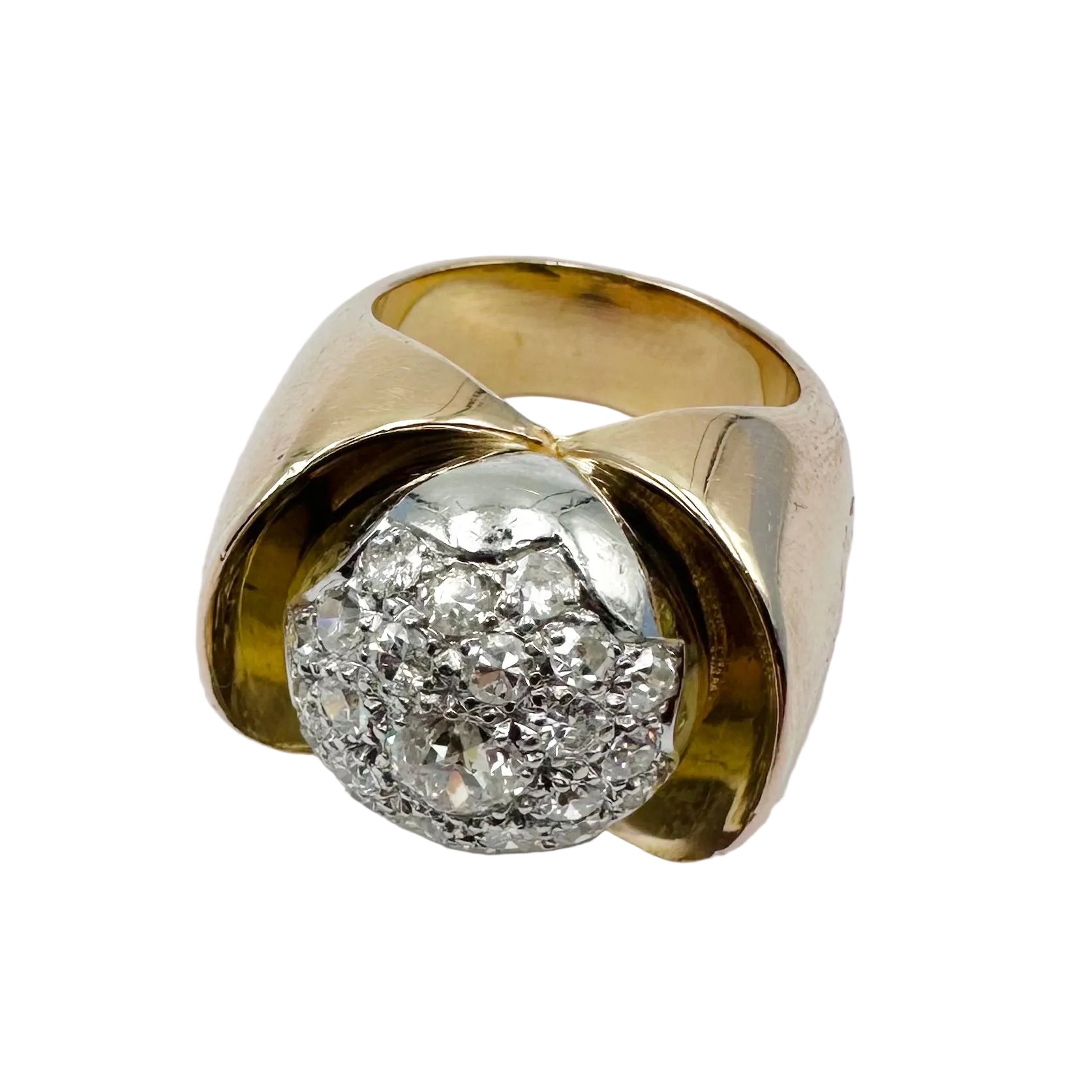 Yellow gold and Diamond Dome Ring
