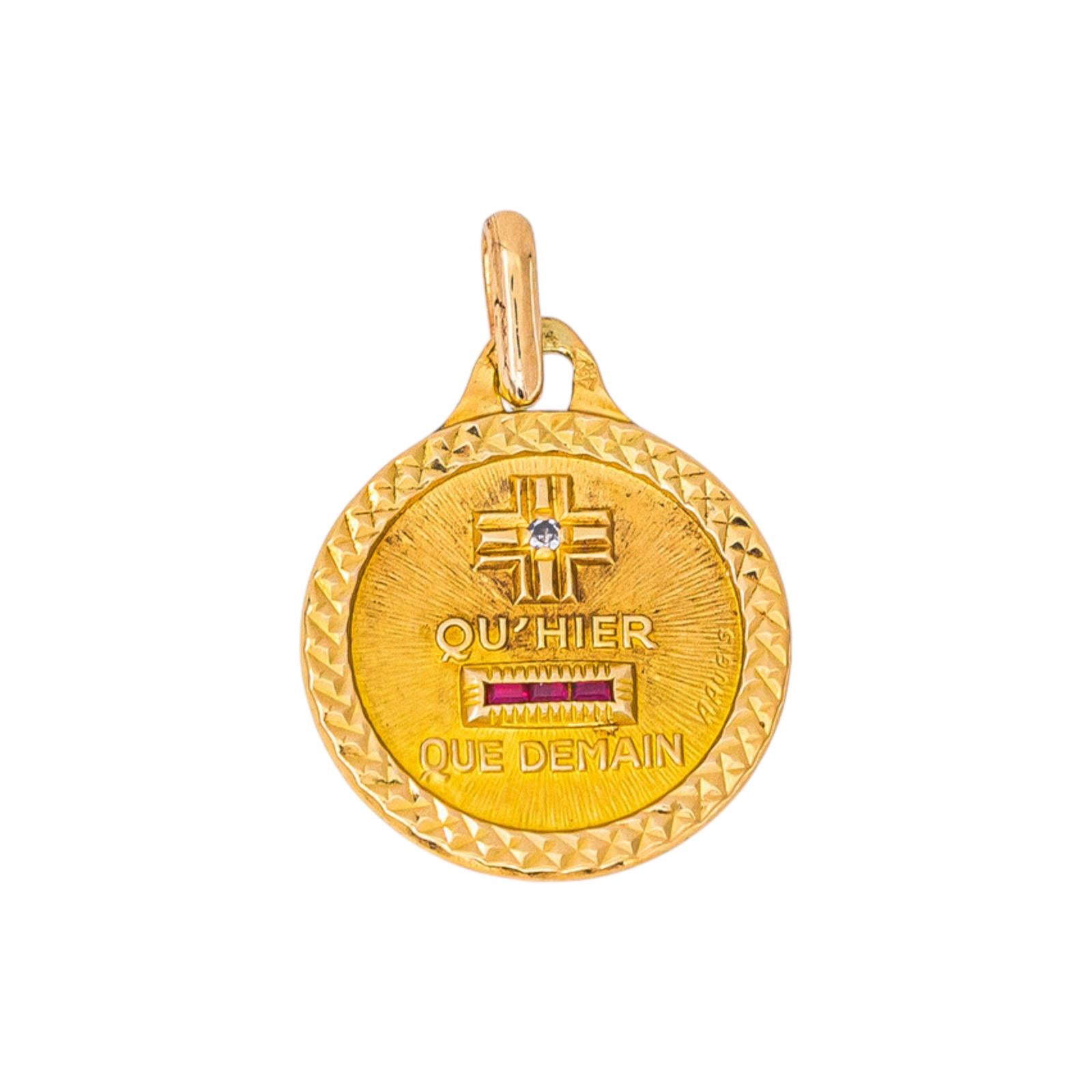 Augis Pendant Medal "Medal of Love" Yellow gold Ruby