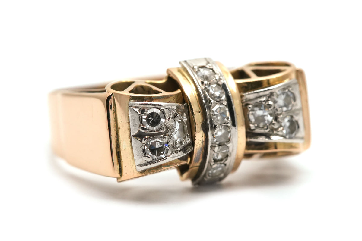 Yellow Gold and Diamond Tank Ring