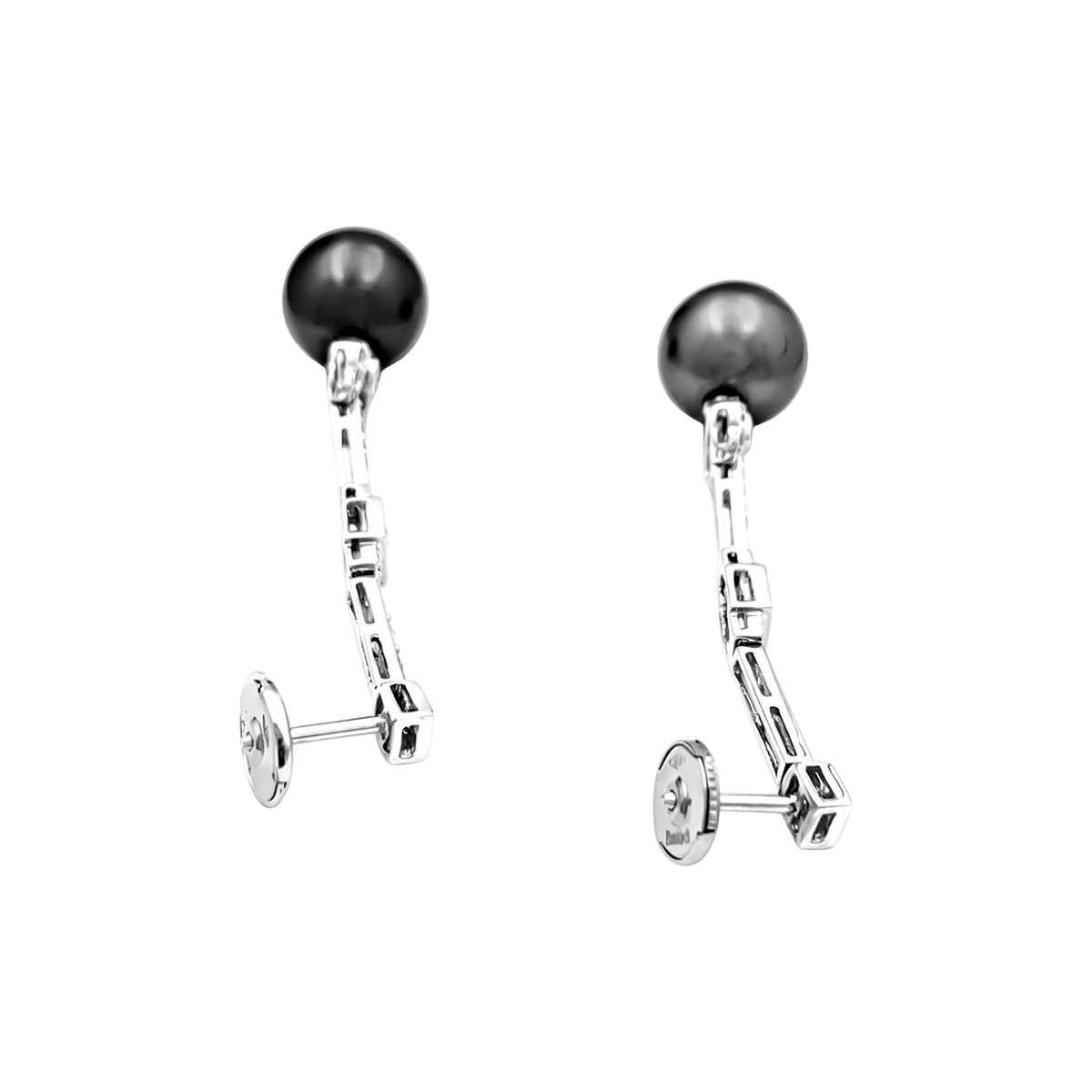 Boucles d'oreilles Pendantes en or blanc, perles et diamants