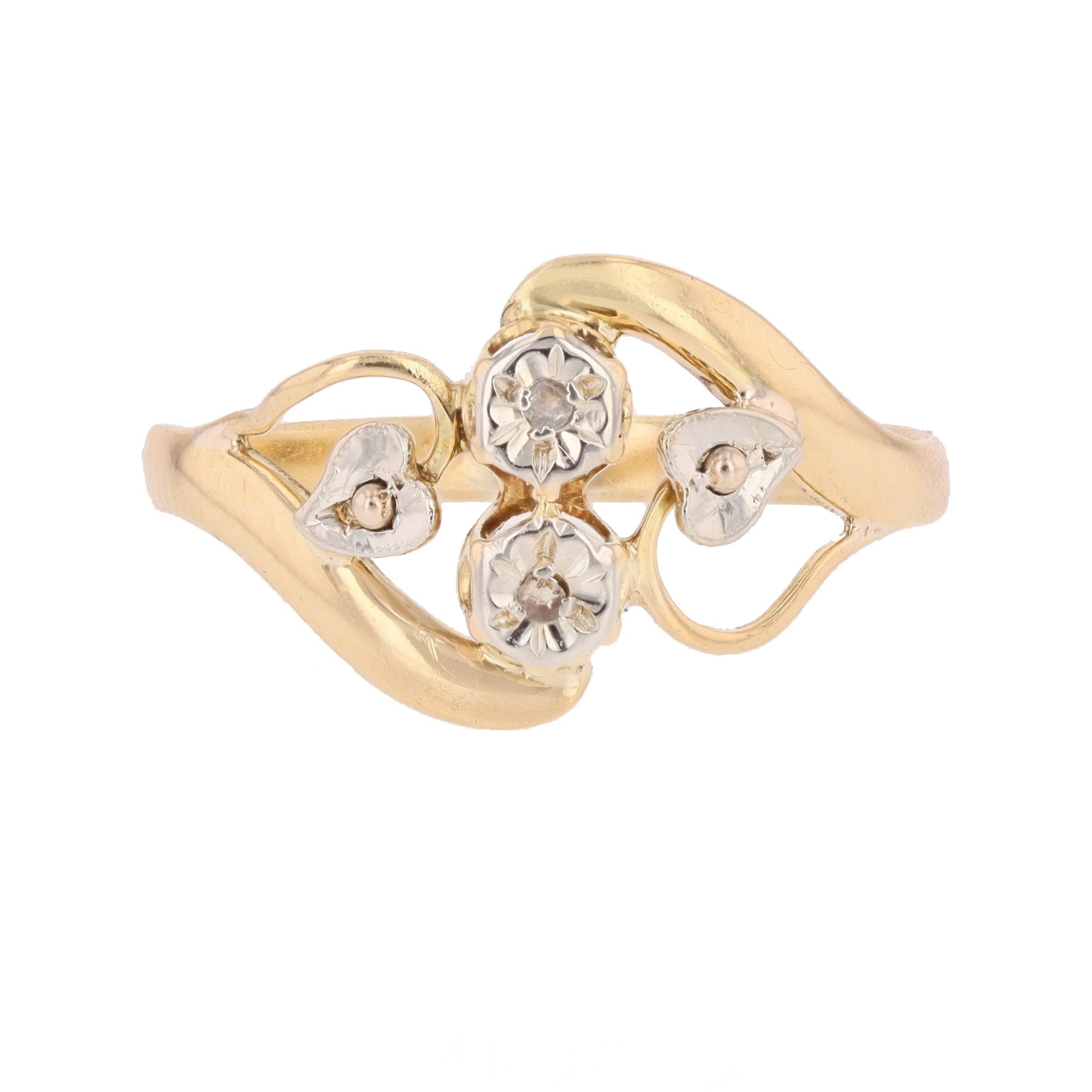 Toi & Moi Ring in white gold, yellow gold and diamonds