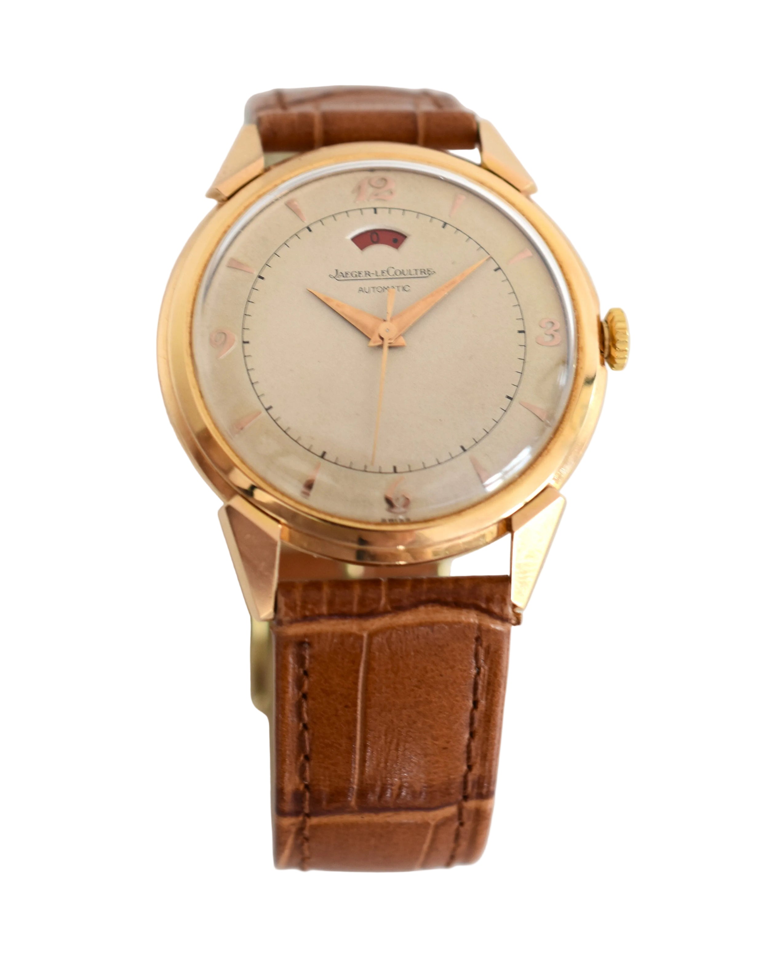 JAEGER-LECOULTRE "Power Reserve 40h" Watch in Rose gold and Leather