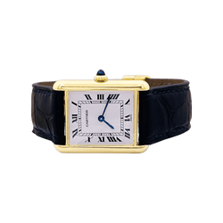 Watch Cartier, "Tank Louis Cartier", yellow gold, bracelet leather.