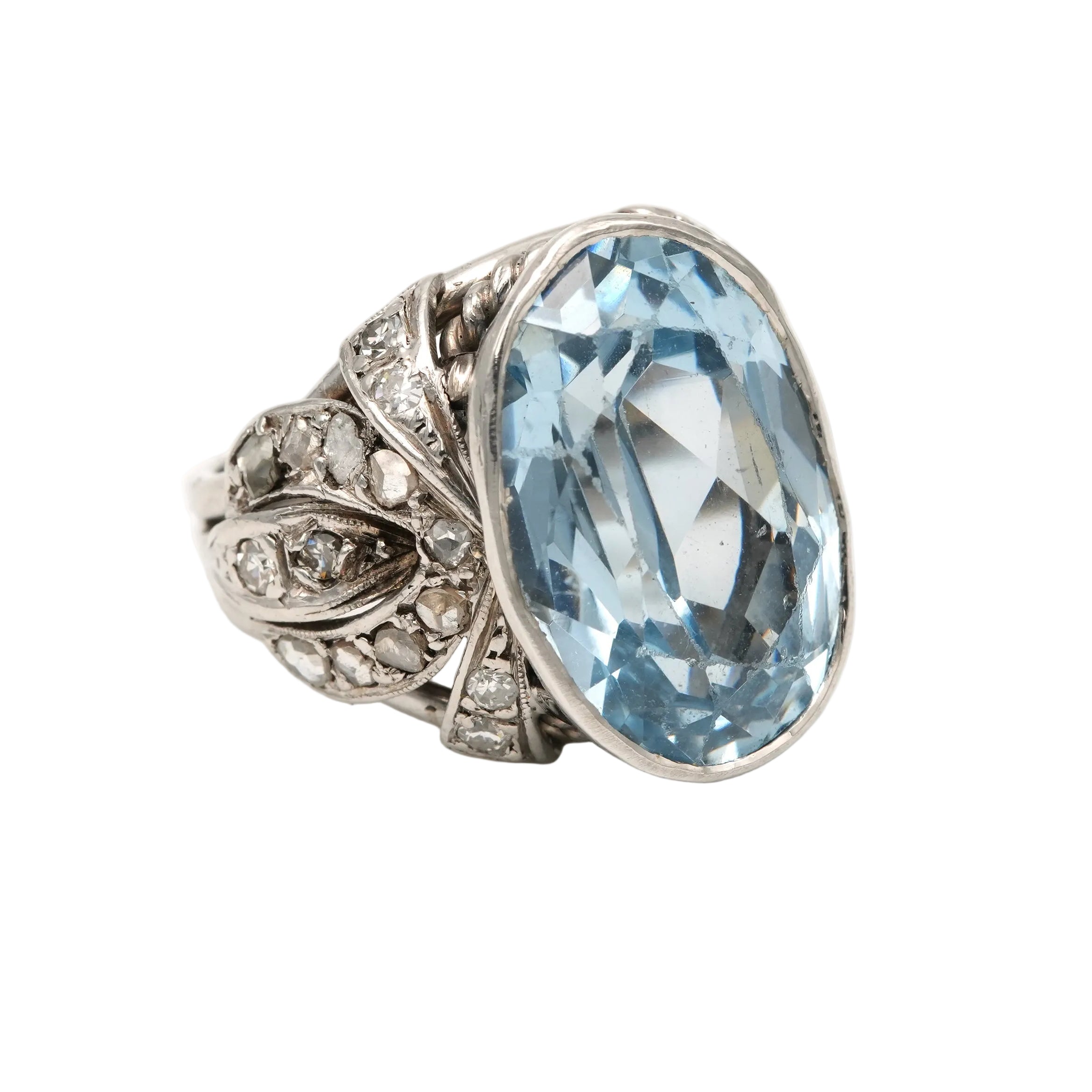 Cocktail Ring in White Gold, Platinum, Spinel, and Diamonds