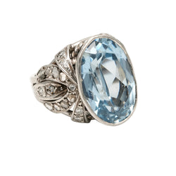 Cocktail Ring in White Gold, Platinum, Spinel, and Diamonds