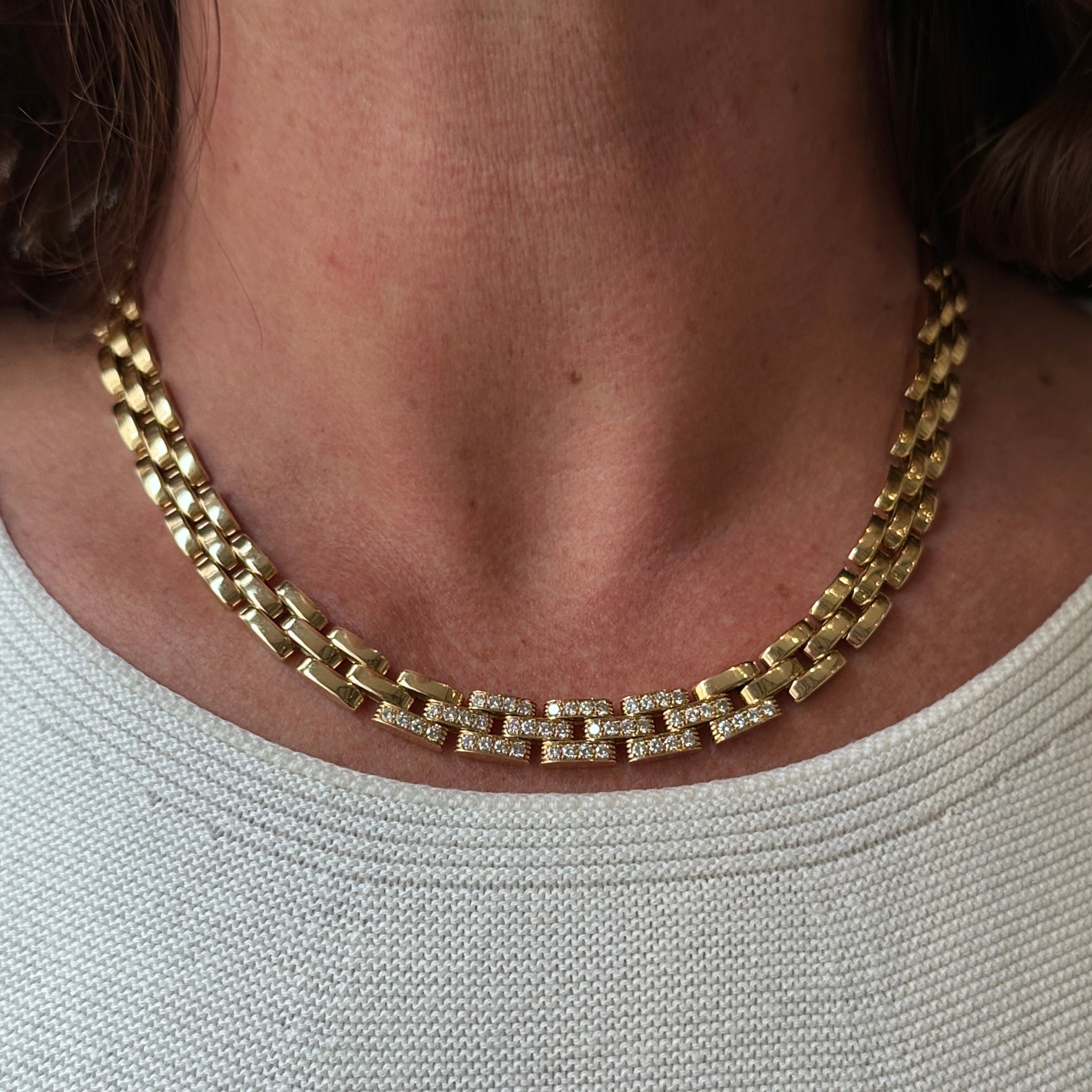 Link CARTIER "Panthère" Necklace in Yellow gold and Diamonds