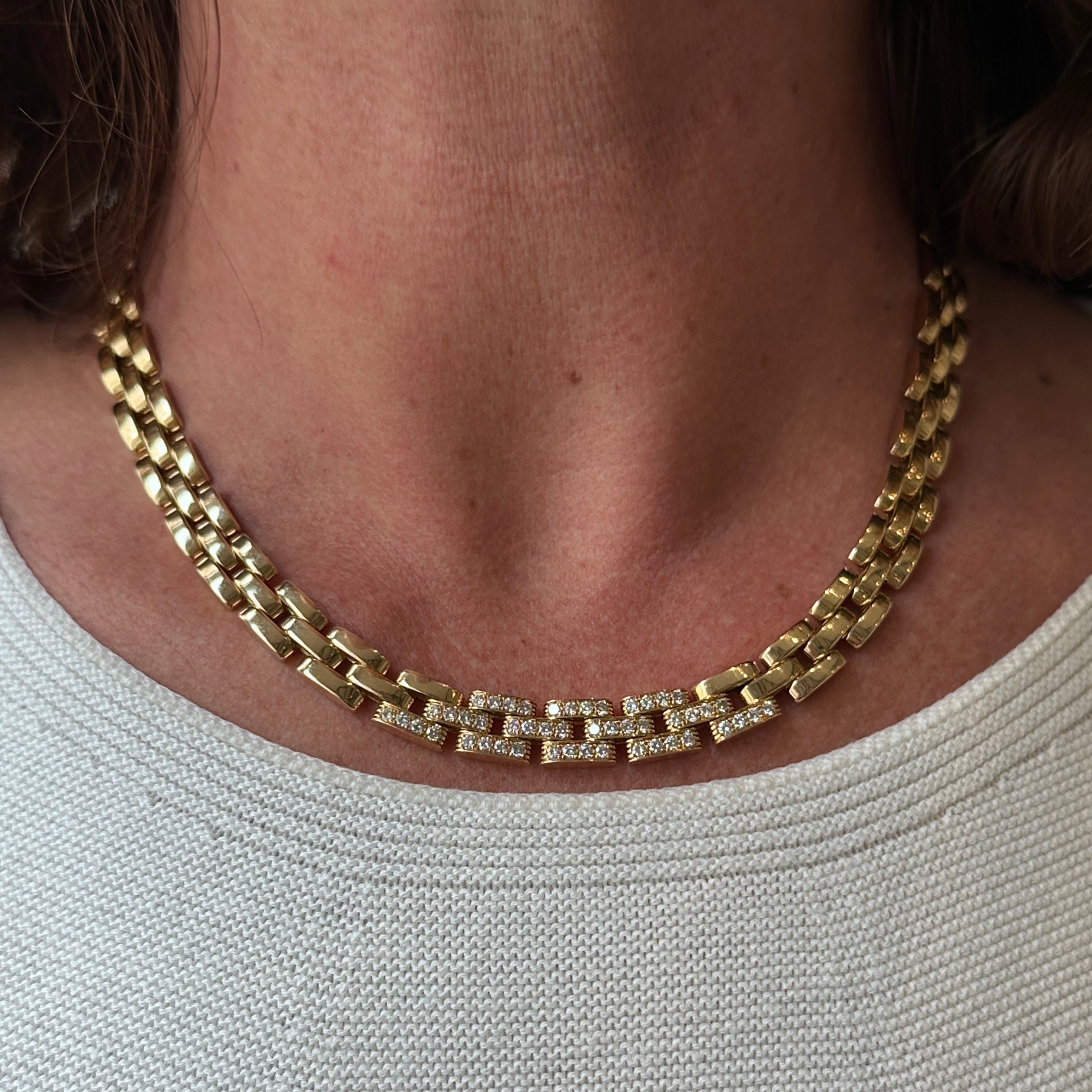 Link CARTIER "Panthère" Necklace in Yellow gold and Diamonds