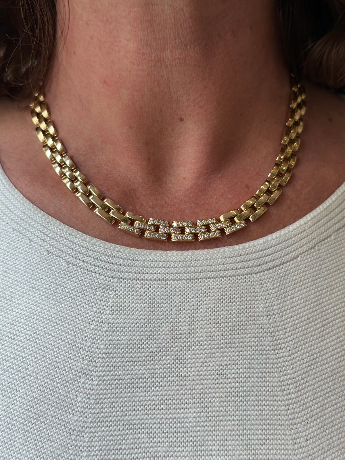 CARTIER "Panther" Link Necklace in yellow gold and diamonds
