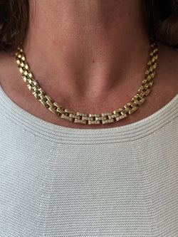 CARTIER "Panther" Link Necklace in yellow gold and diamonds