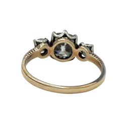 Trilogy Ring in Yellow Gold, Silver, and Diamonds