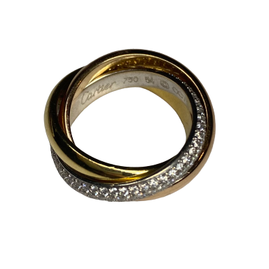 Bague Alliance CARTIER Trinity en or blanc, or jaune, or rose et diamants