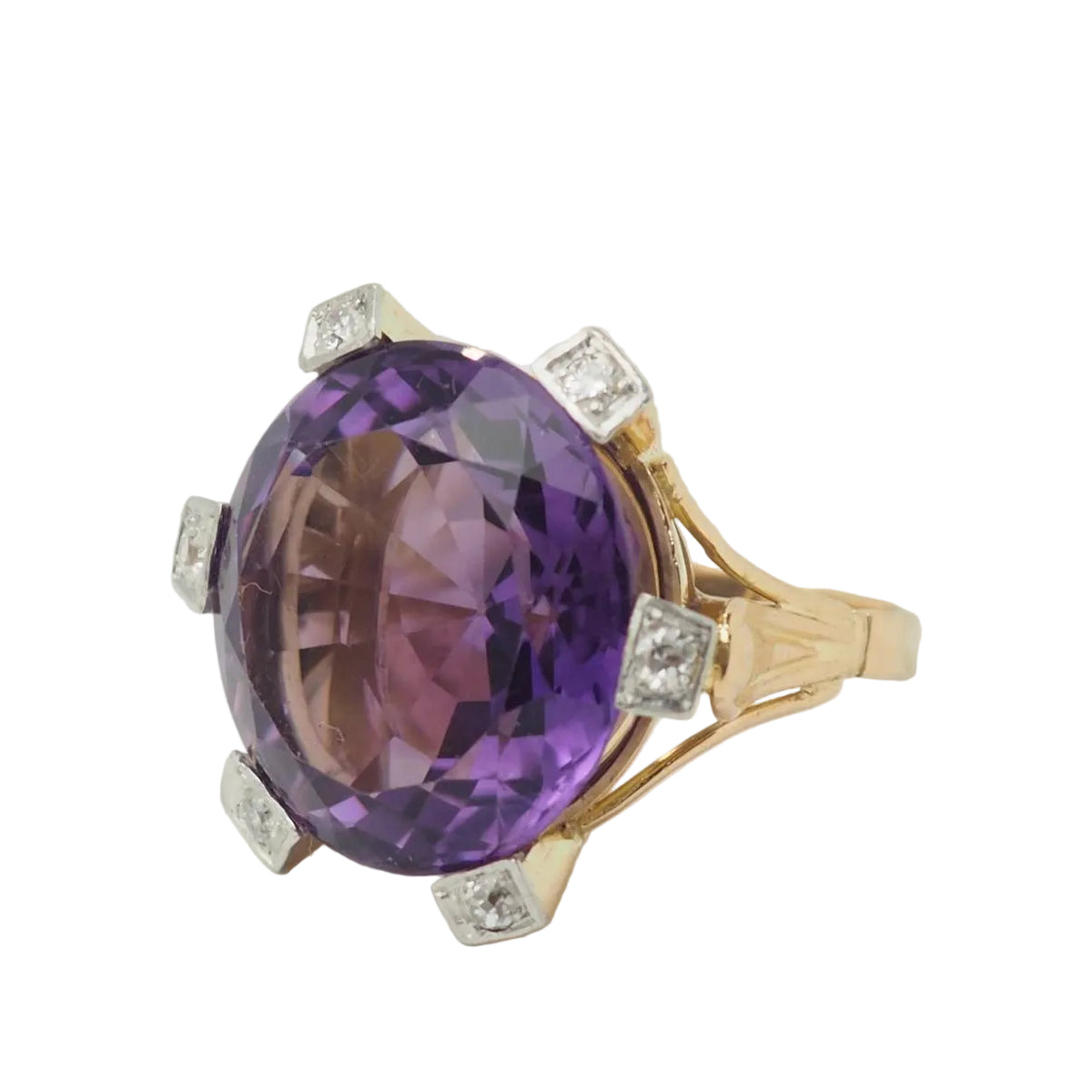Ring Cocktail in rose gold, amethyst and diamonds