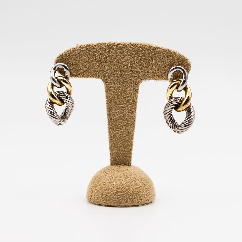 DAVID YURMAN dangling earrings in yellow gold and silver