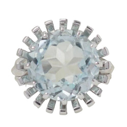 Bague Solitaire en or blanc et aigue-marine