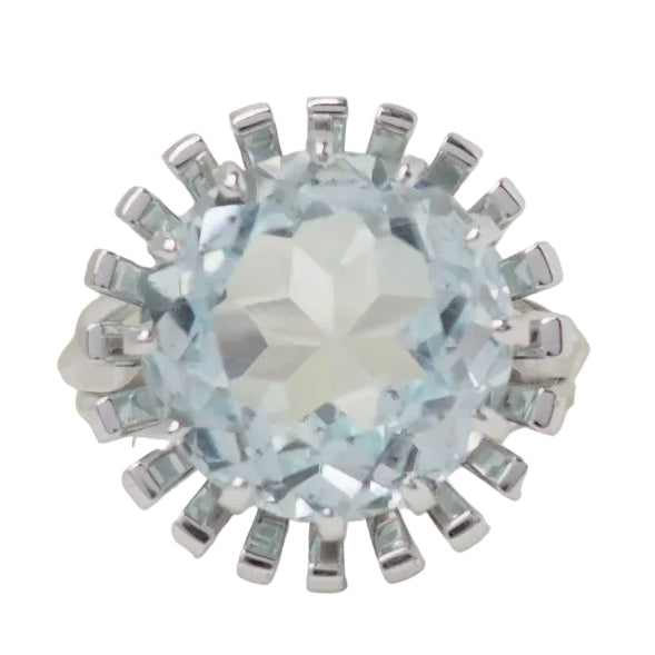 Bague Solitaire en or blanc et aigue-marine
