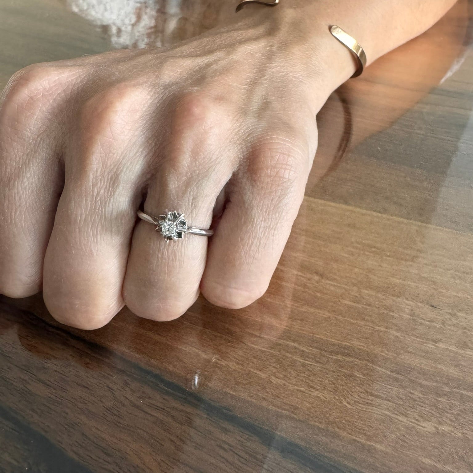 White gold and diamond Solitaire Ring