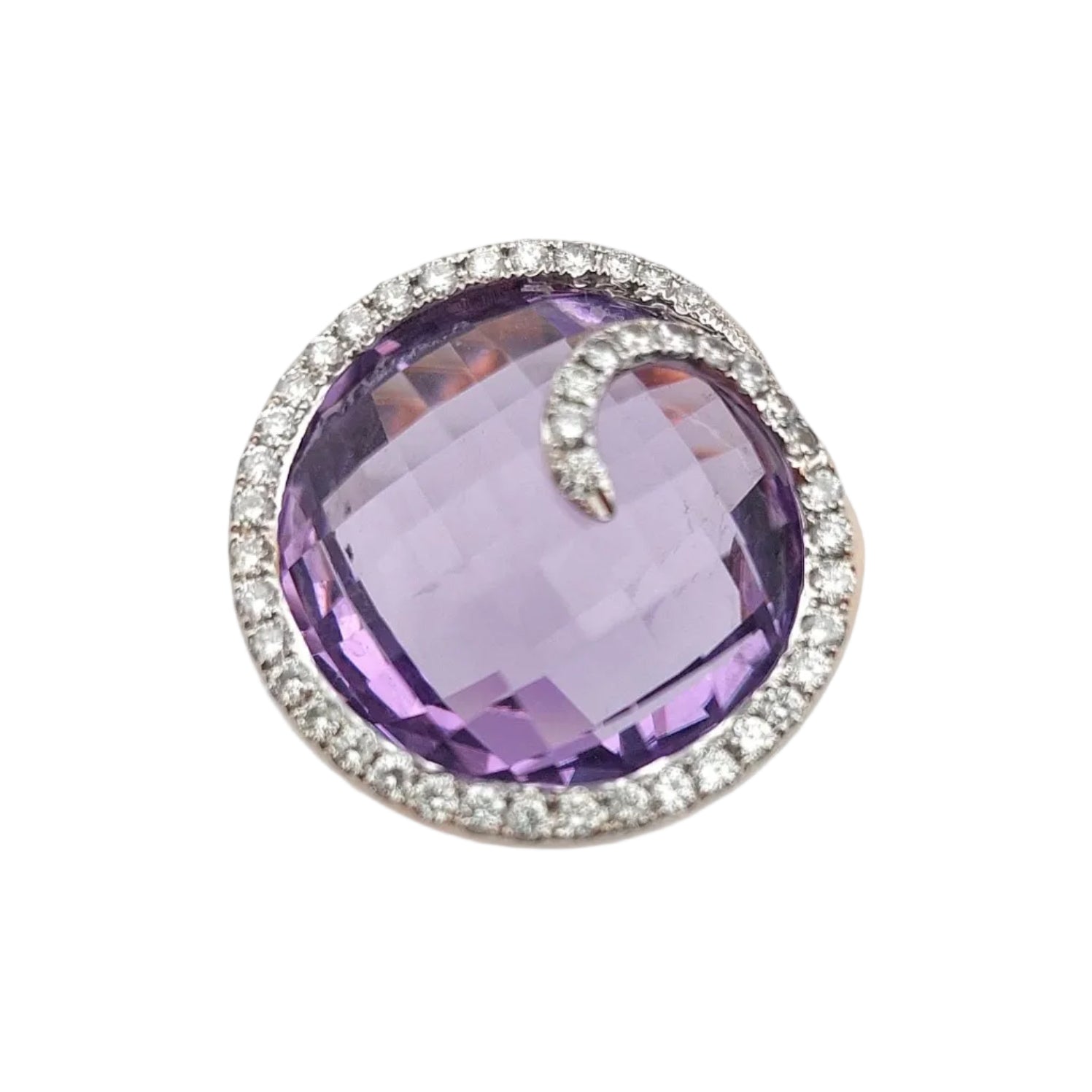 Cocktail Ring in White gold, Rose gold, Amethyst and Diamonds