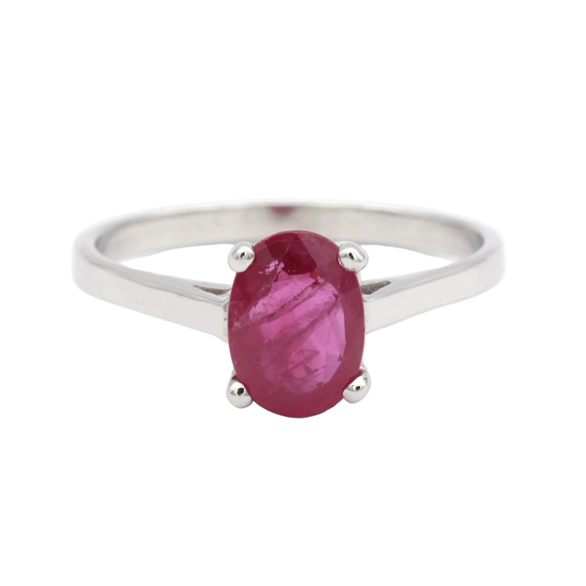 White Gold Solitaire Ring with Ruby