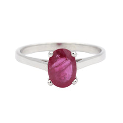 White Gold Solitaire Ring with Ruby