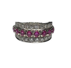 REMOVABLE 18K Gold Ring with Diamonds, Rubies, and Sapphires (Size 51)