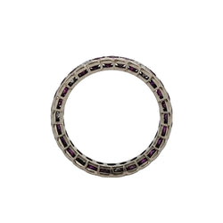 Wedding band ring in white gold with Ruby and Diamonds