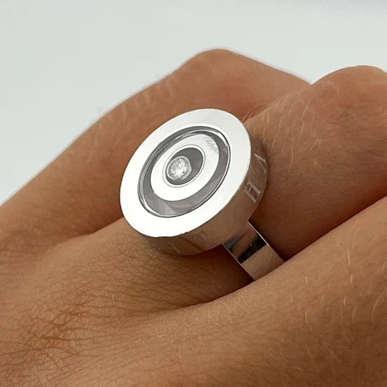 CHOPARD "Happy Spirit" Solitaire Ring in White Gold with Diamonds