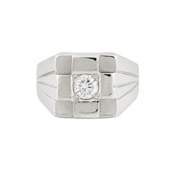White Gold and Diamond Signet Ring