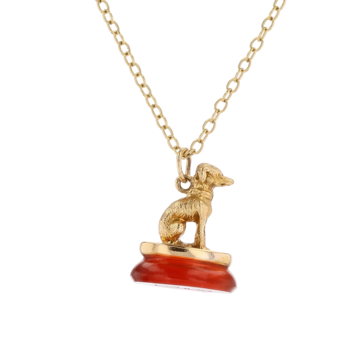 Yellow gold and carnelian pendant