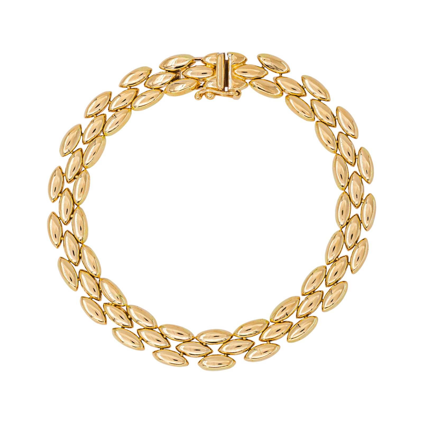 Yellow Gold Rice-Grain Link Bracelet