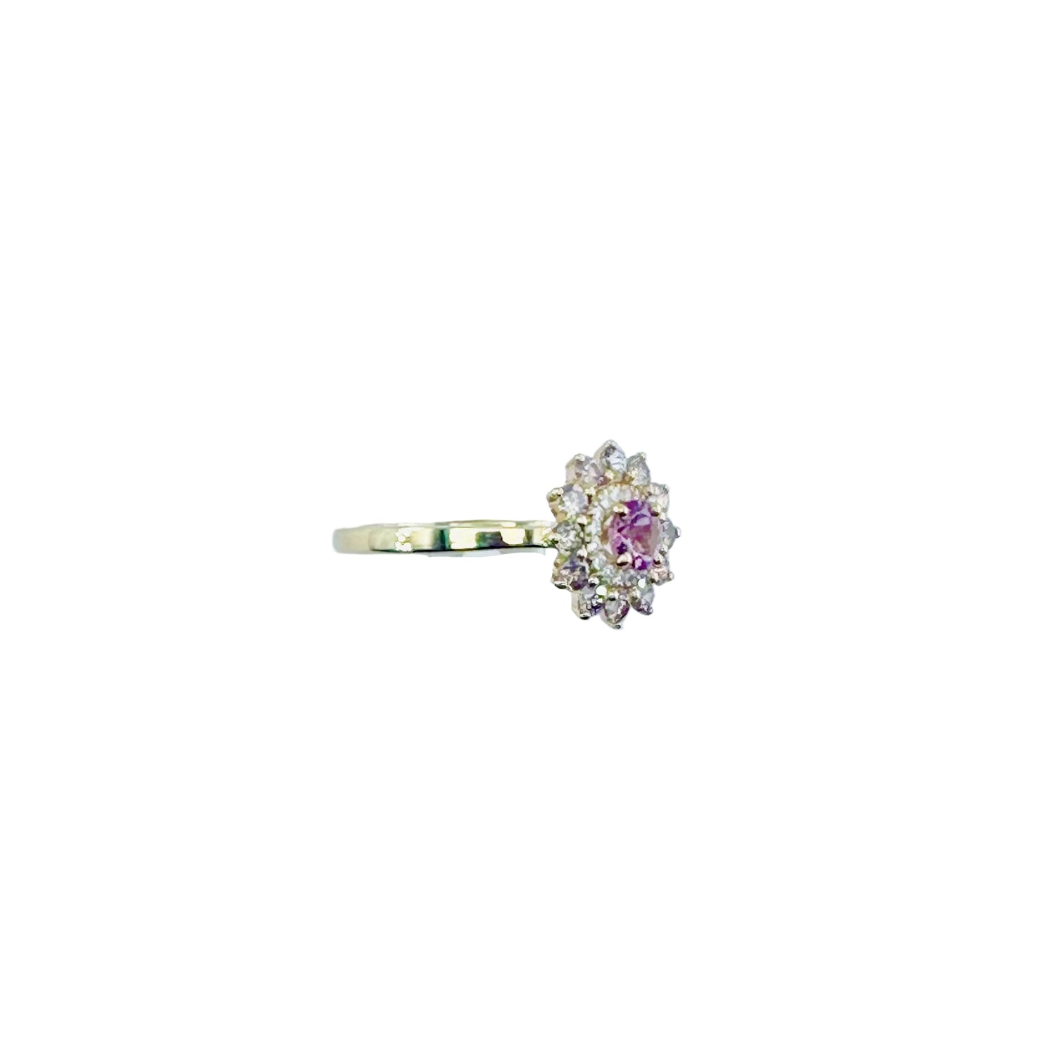 GEMMYO "Lefkos Camaïeux" Entourage Ring in yellow gold, Tourmaline, and Diamonds