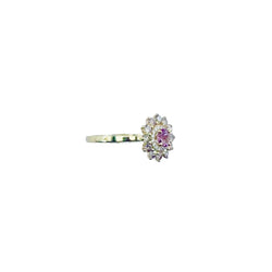 GEMMYO "Lefkos Camaïeux" Entourage Ring in yellow gold, Tourmaline, and Diamonds