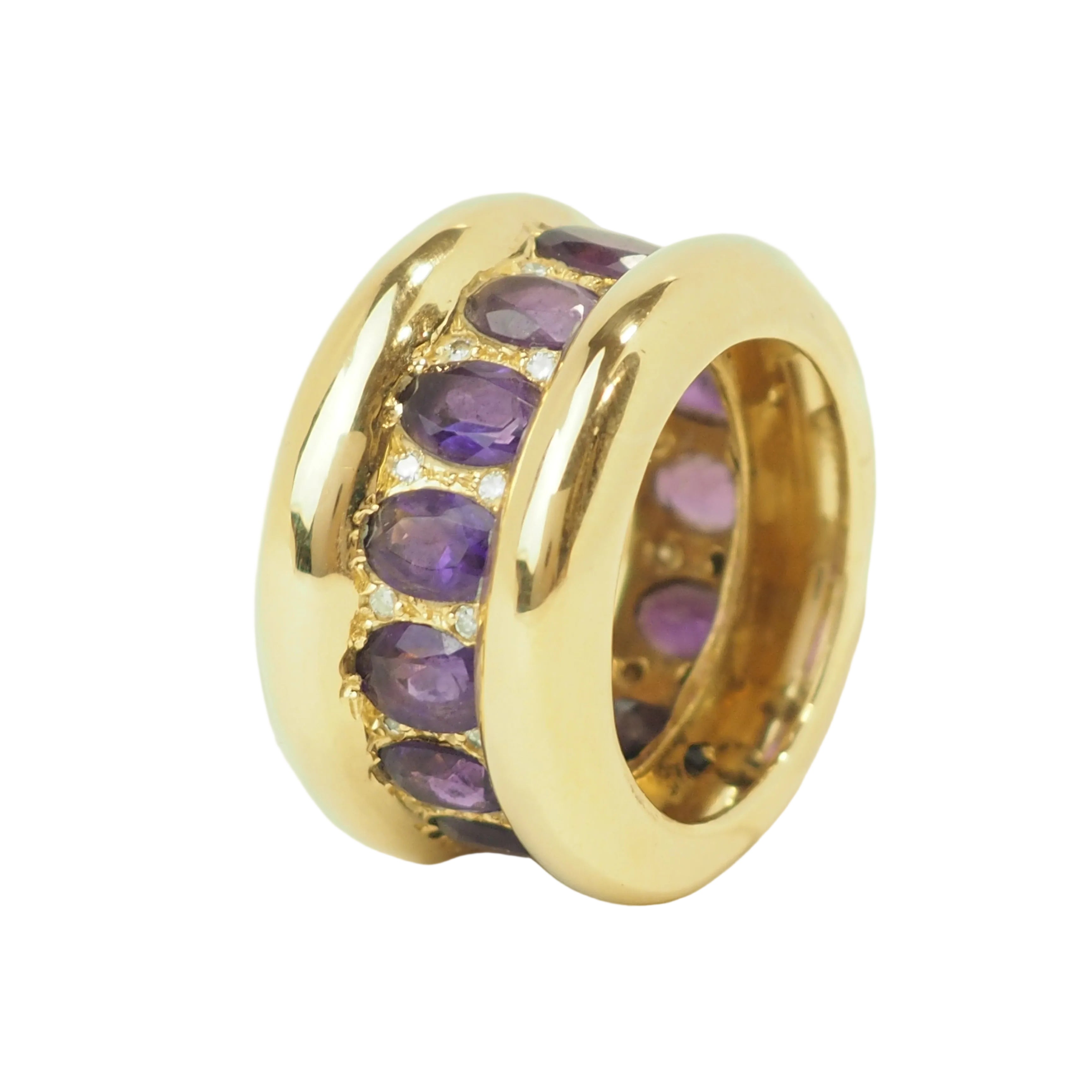 Yellow Gold Cocktail Ring with Amethysts and Diamonds