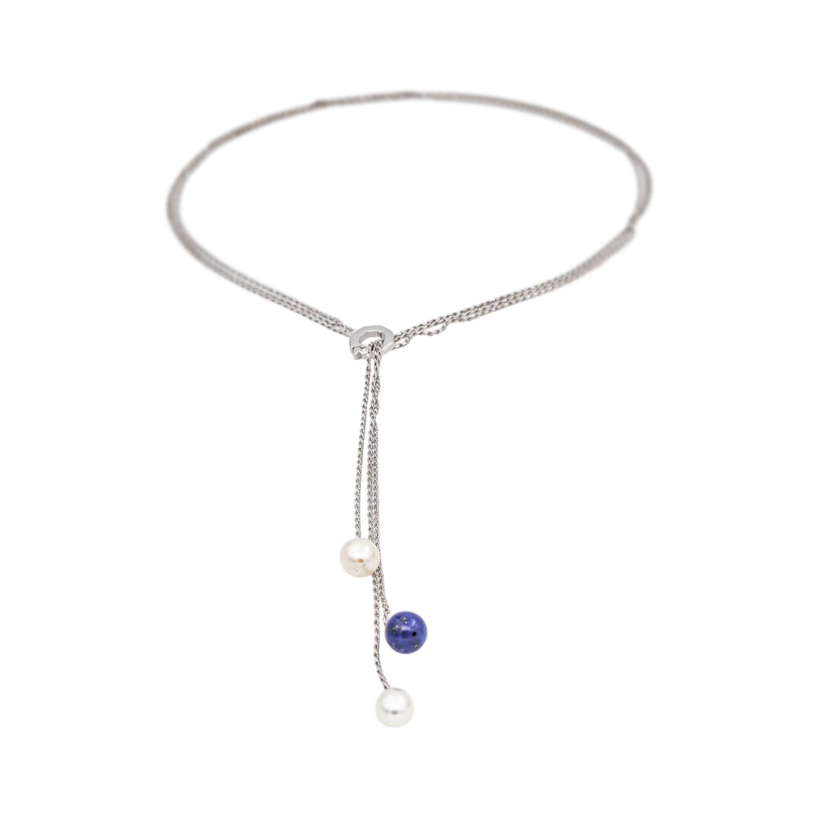 Collier Négligé Or blanc Perles
