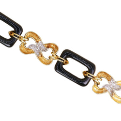 Convertible Yellow Gold Link Necklace with Onyx and Diamonds