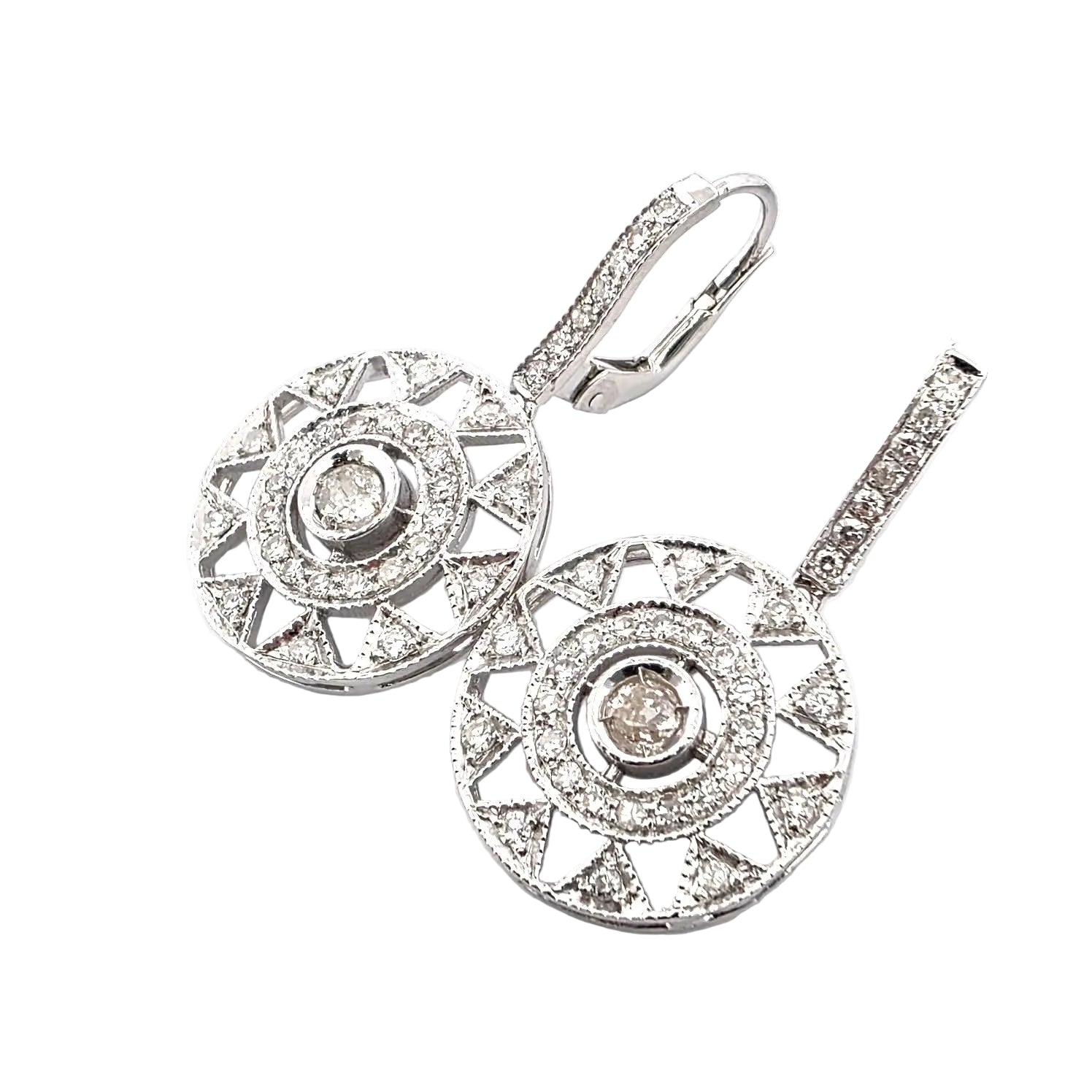White Gold and Diamond Dangle Earrings