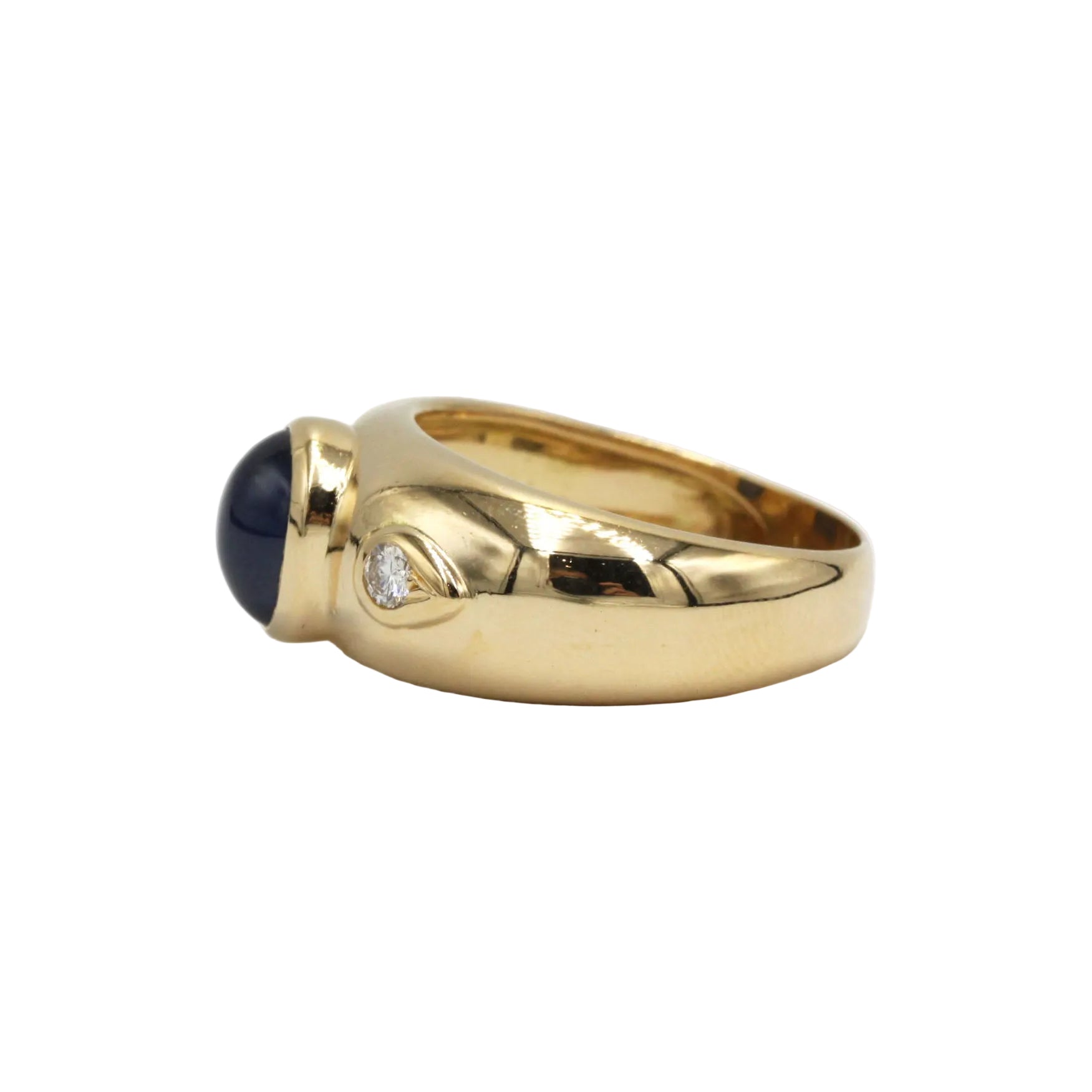 Bague Jonc en or jaune, saphir et diamants