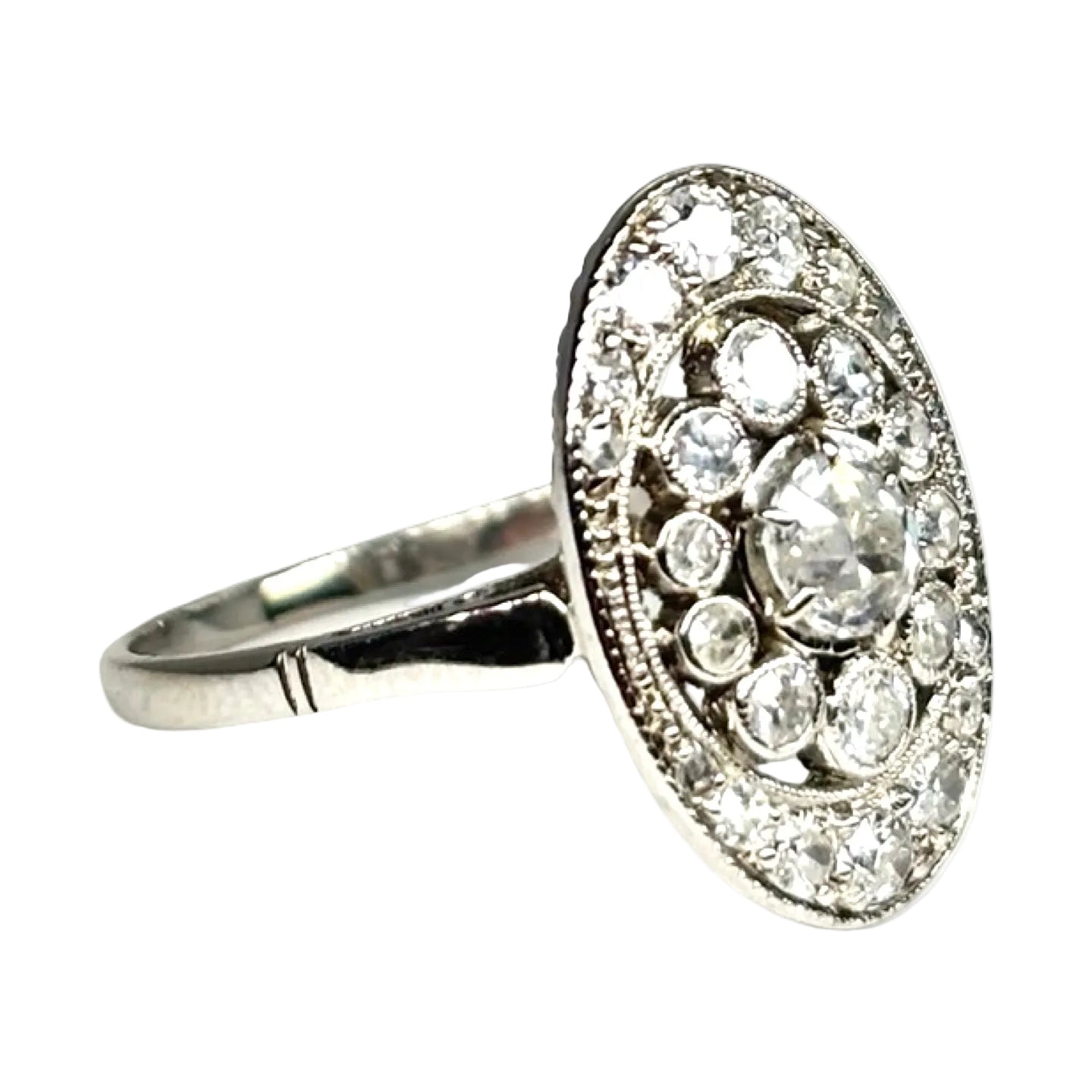 Vintage white gold ring with diamonds, 0.50 ct