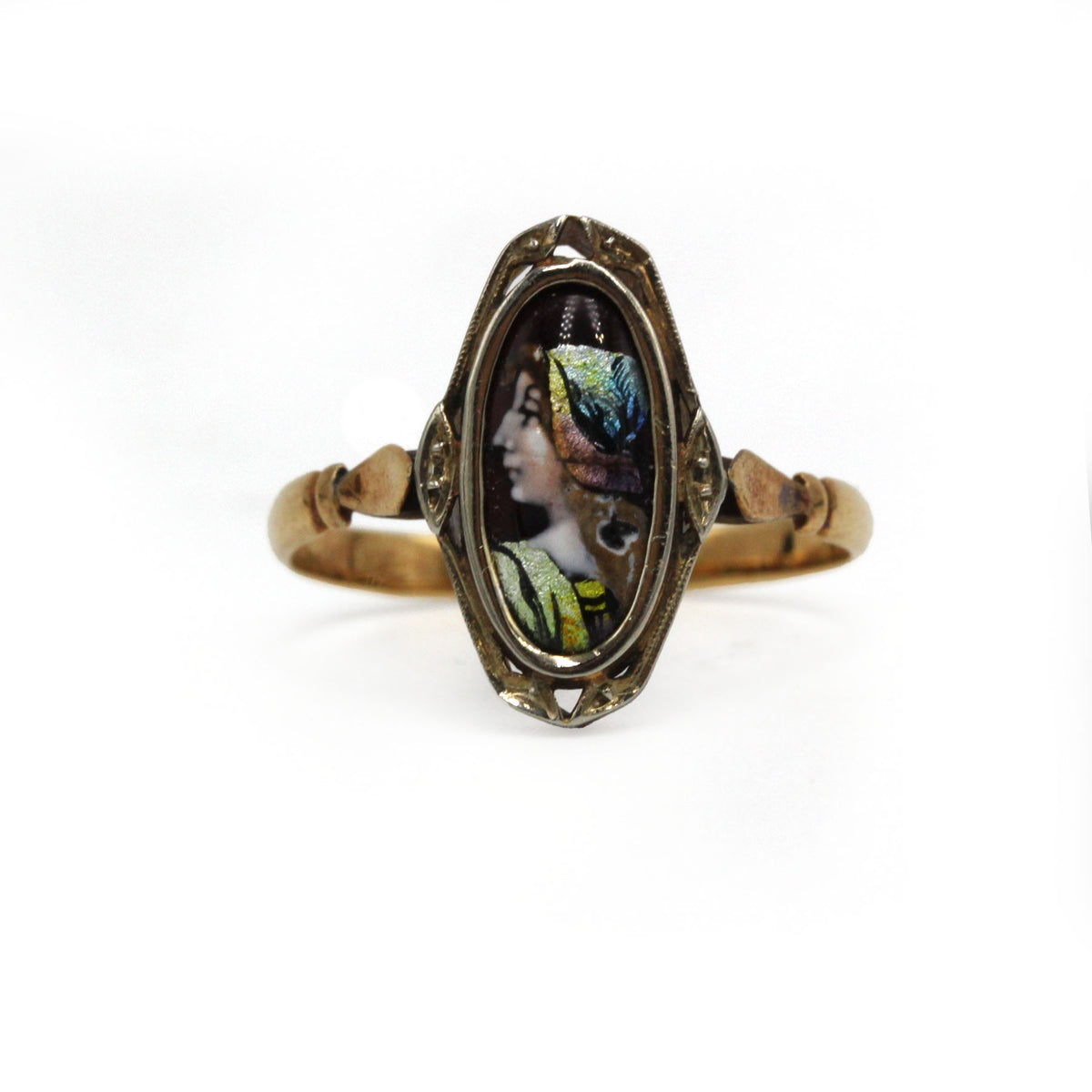 Bague Marquise DENANOT en or jaune et émail